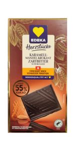 Edeka Herzstucke Karamell Mandel Krokant Zartbitter Šokoladas, 100 g