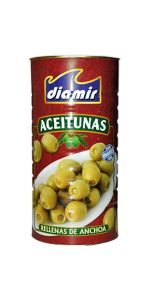 DIAMIR Žaliosios alyvuogės įdarytos ančiuviais, 350 g
