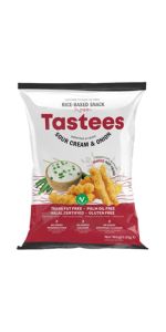 Tastees Grietinės ir svogūnų skonio ryžių užkandis, 65 g