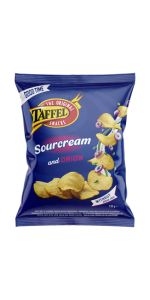 Taffel Sours Cream & Onion Bulvių traškučiai, 130 g