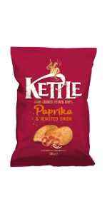 KETTLE Bulvių traškučiai su paprikomis ir kept.svogūnais 130 g