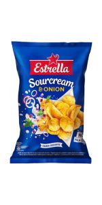 Estrella Bulvių traškučiai grietinės ir svogūnų skonio, 130 g